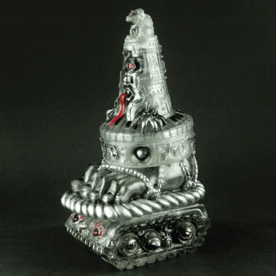 Obake Synth Tank Clear w Silver and Black w Red Tongue